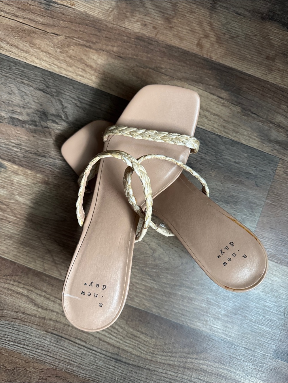 a new day Tan Braided-Strap Slide Sandals